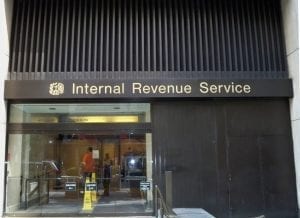 Exterior of the Internal Revenue Service office in midtown New York; Matthew G. Bisanz, CC BY-SA 3.0, via Wikimedia Commons, no changes.