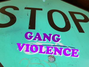 Stop Gang Violence; image by Aston Reynolds, via Flickr, CC BY 2.0, no changes.