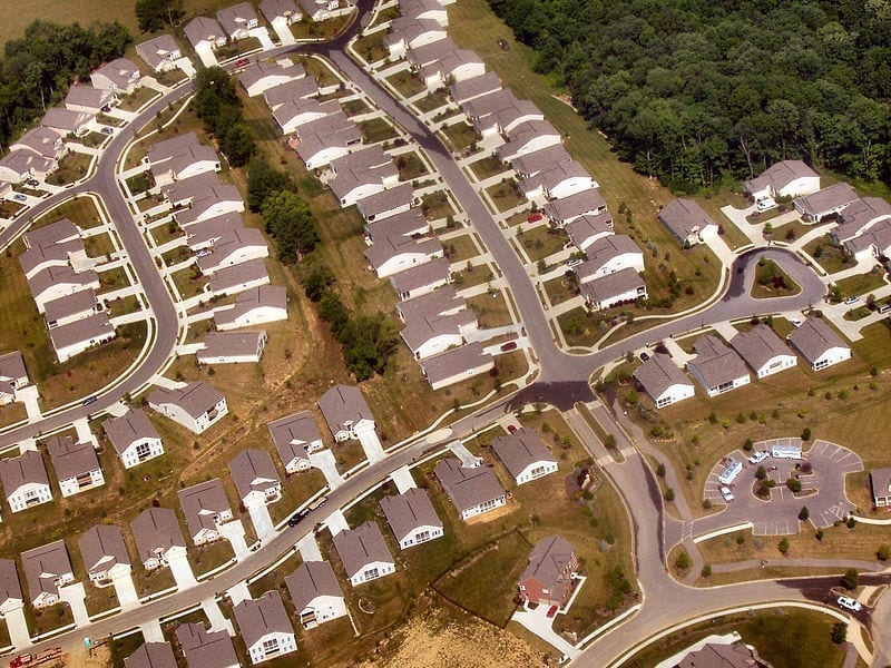 Tract housing near Union, Kentucky, from the air.
