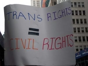 Trans rights = civil rights; image by Women's eNews, via Flickr, CC BY 2.0, no changes.