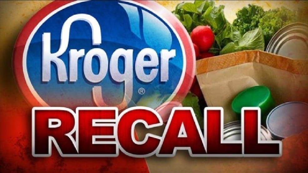 Image of the Kroger logo and the word 'RECALL' in red.