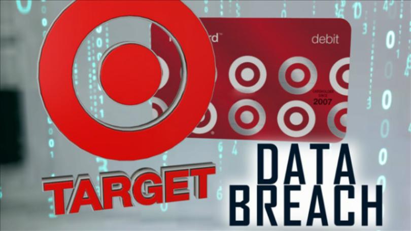 Image of the Target logo and the words 'Data Breach' in black