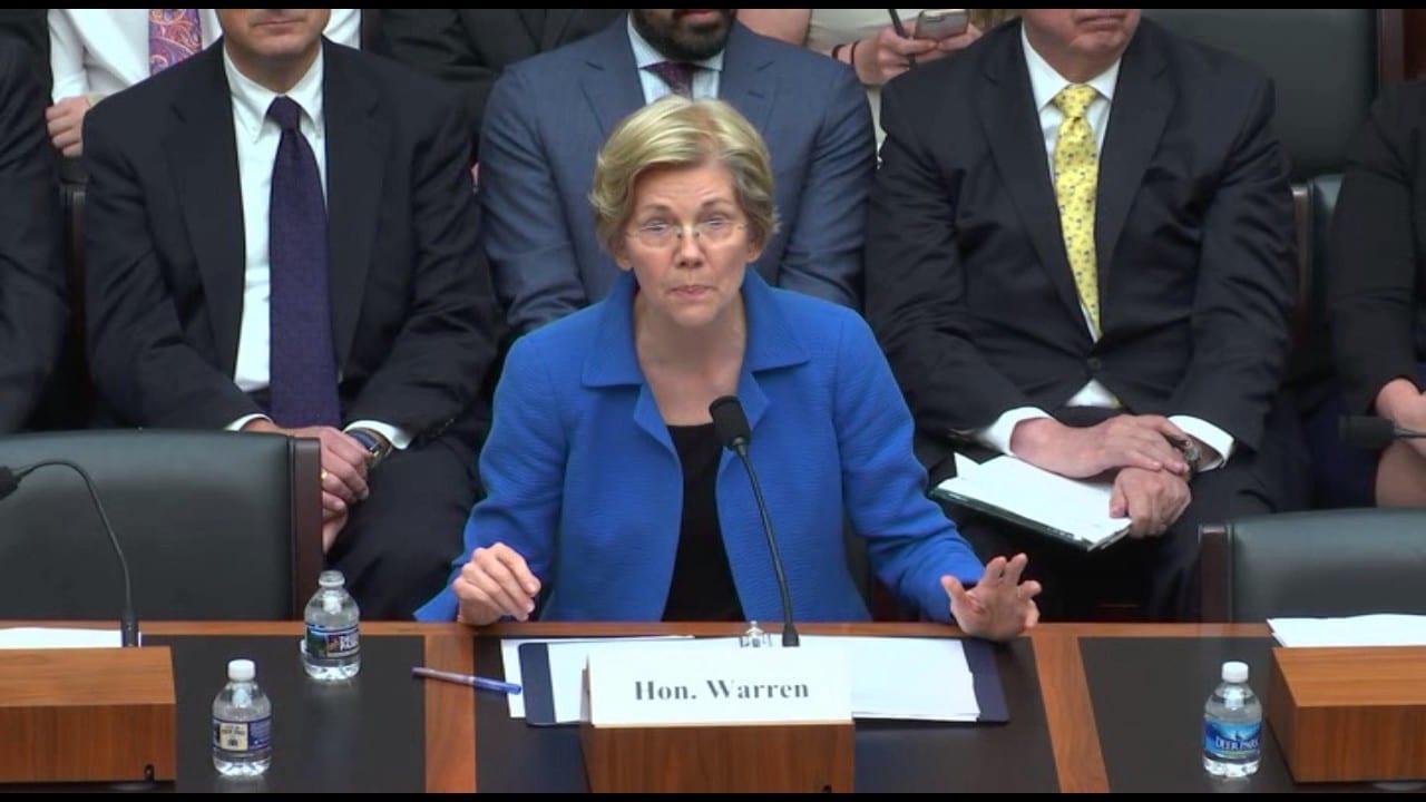 Elizabeth Warren testifies in Congress regarding the Dodd-Frank Act.