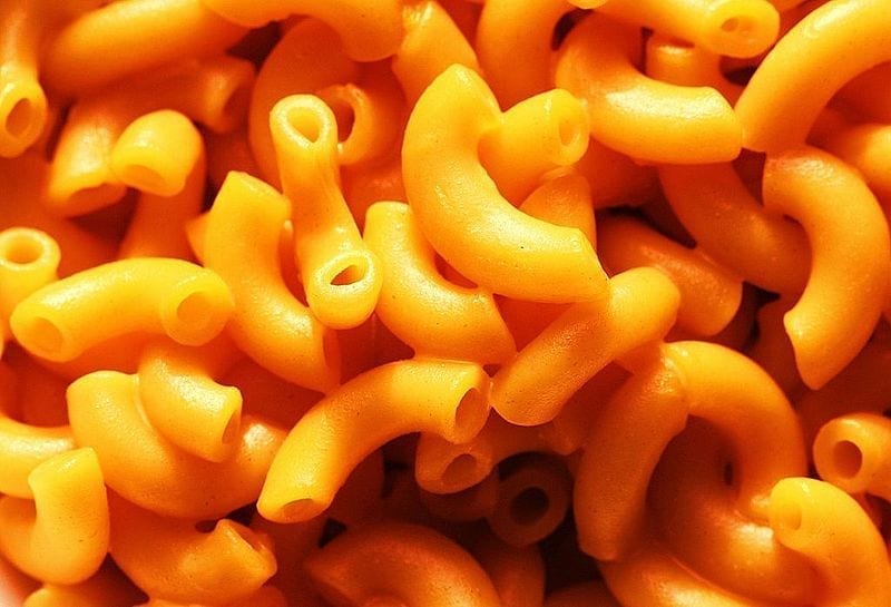 Bright orange macaroni and cheese.