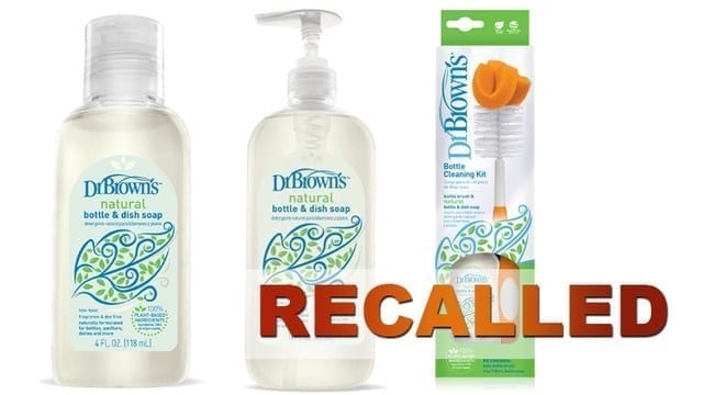 Image of the Recalled Dr. Brown Natural Bottle and Dish Soap
