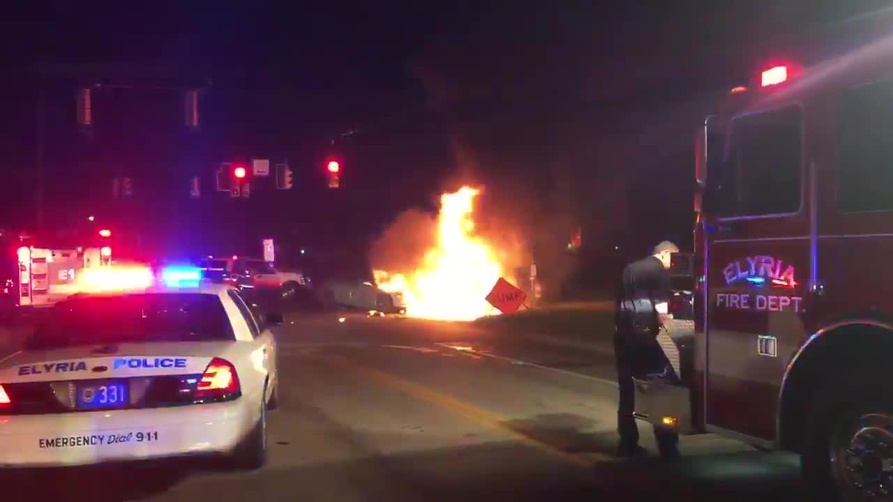 The vehicle fire that claimed Vicki Hill's life; image courtesy of www.news5cleveland.com.