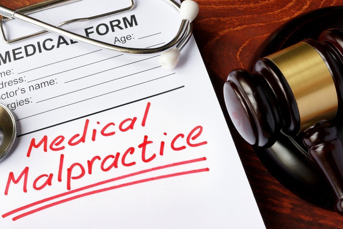 Image of a form with the words 'Medical Malpractice'
