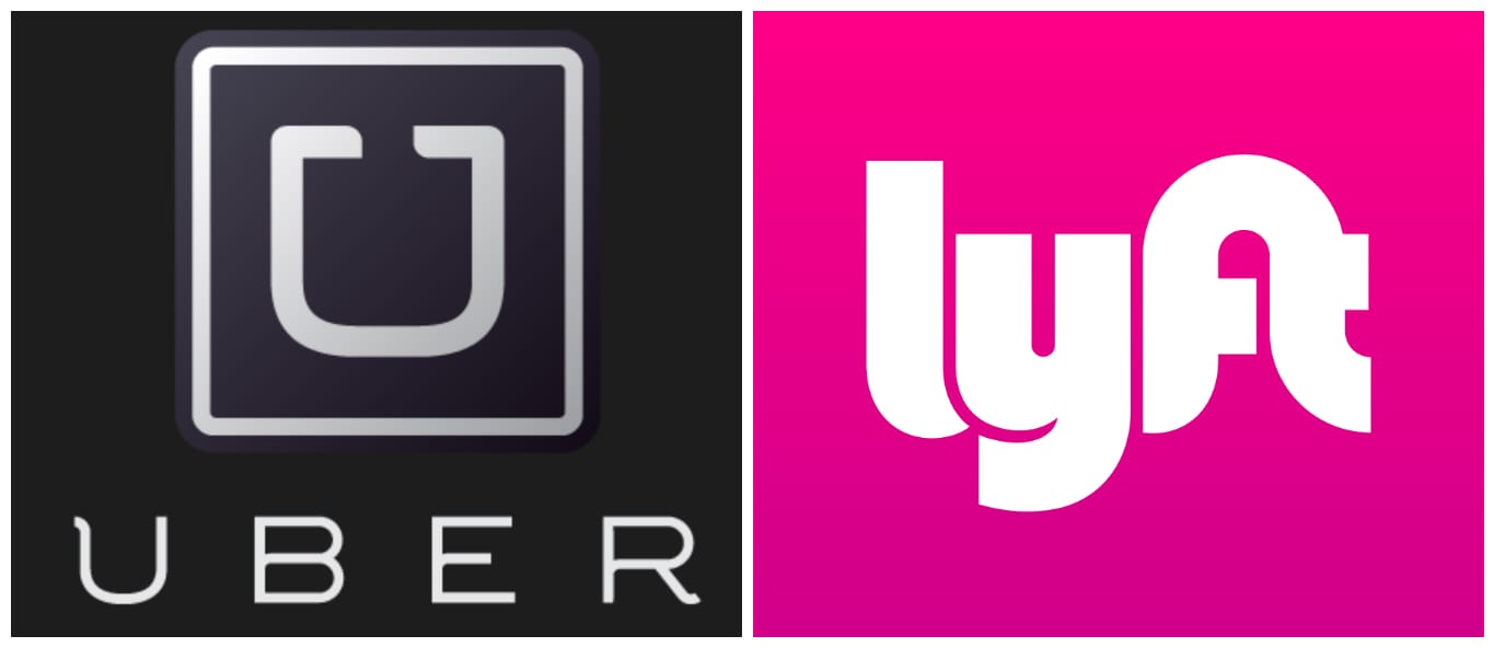 Uber and Lyft logos; image courtesy of www.ddiwork.com.