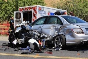 Motorcycle accident; image by Joshua Kimberly (Own work), CC BY-SA 4.0, via Wikimedia Commons, no changes.