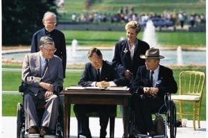 Image of President George H. W. Bush signing the Americans with Disabilities Act of 1990 into law
