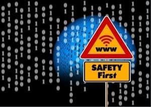 Safety first on the Internet sign; image by geralt, via Pixabay, CC0, no changes.