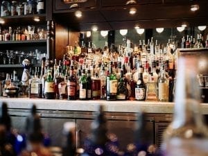 Image of alcoholic beverages at a bar