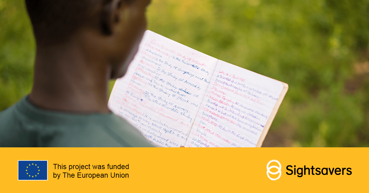 "I'd like to be a scientist when I'm older." For 18-year-old Alusine, who's visually impaired in #SierraLeone, the future looks bright thanks to #inclusiveeducation. Image courtesy of Sightsavers.
