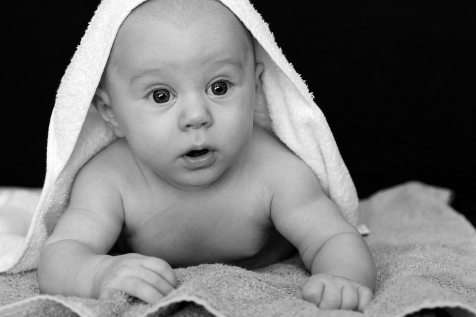Image of a baby fresh from the bath