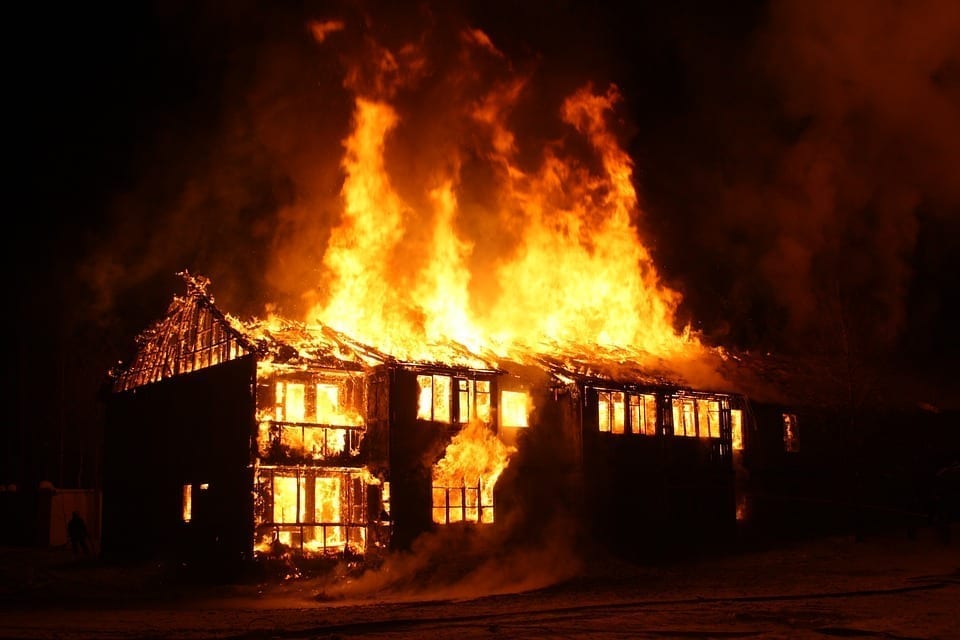 Image of a burning house