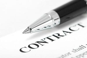 Contract paper and pen