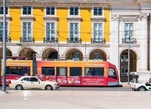 ThermaCare advertisement on a Lisbon tram, in 2017