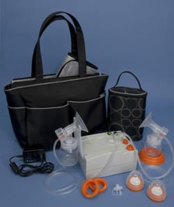 Breast pump with tote and kit