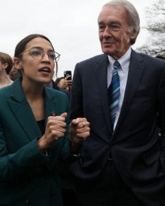 U.S. House Rep. Alexandria Ocasio-Cortez (D-NY) and U.S. Senator Ed Markey (D-MA), sponsors of the Green New Deal resolution.