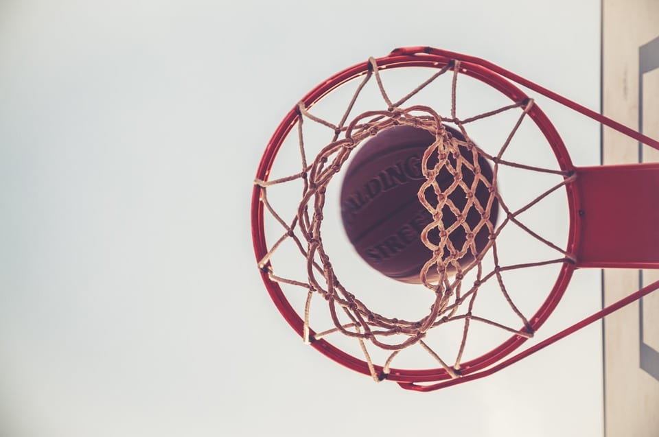 Basketball and Basketball net