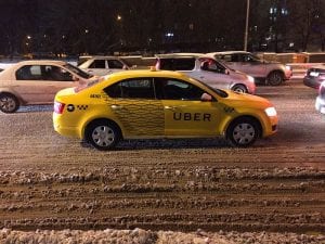 Yellow Uber Car