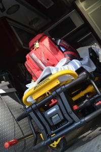 Medical supplies in an ambulance