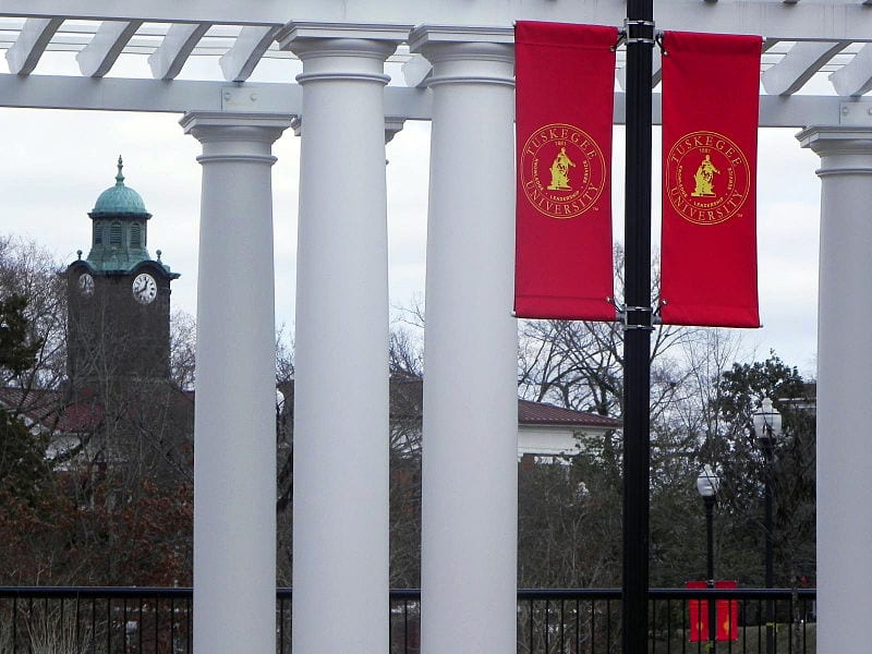 A view of the Tuskegee University campus – White Hall bell tower