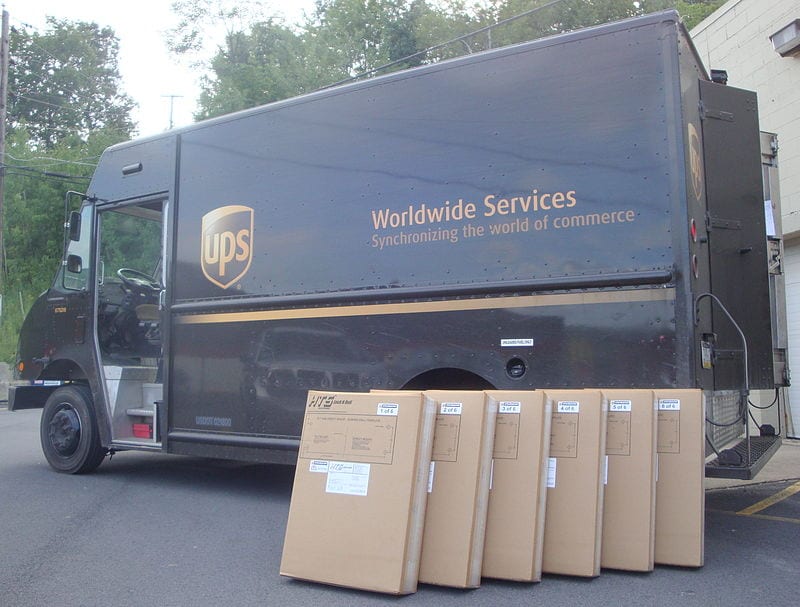 UPS delivery van with packages