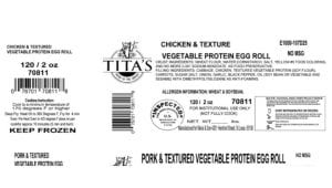 Label of recalled egg roll products