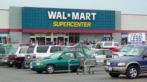 Daytime in a WalMart parking lot in Virgina.