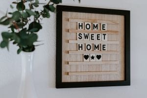 Brown home sweet home wall frame; image by Julie Hochgesang, via Unsplash.com.