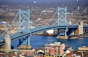 The Benjamin Franklin Bridge is the oldest of the four vehicular bridges connecting Philadelphia to South Jersey