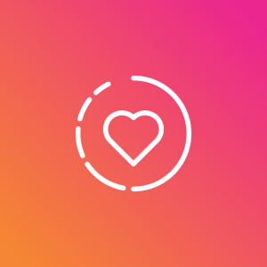 Graphic showing Instagram “stories” icon with heart in the center; graphic by RaphaelSilva, via Pixabay.com.