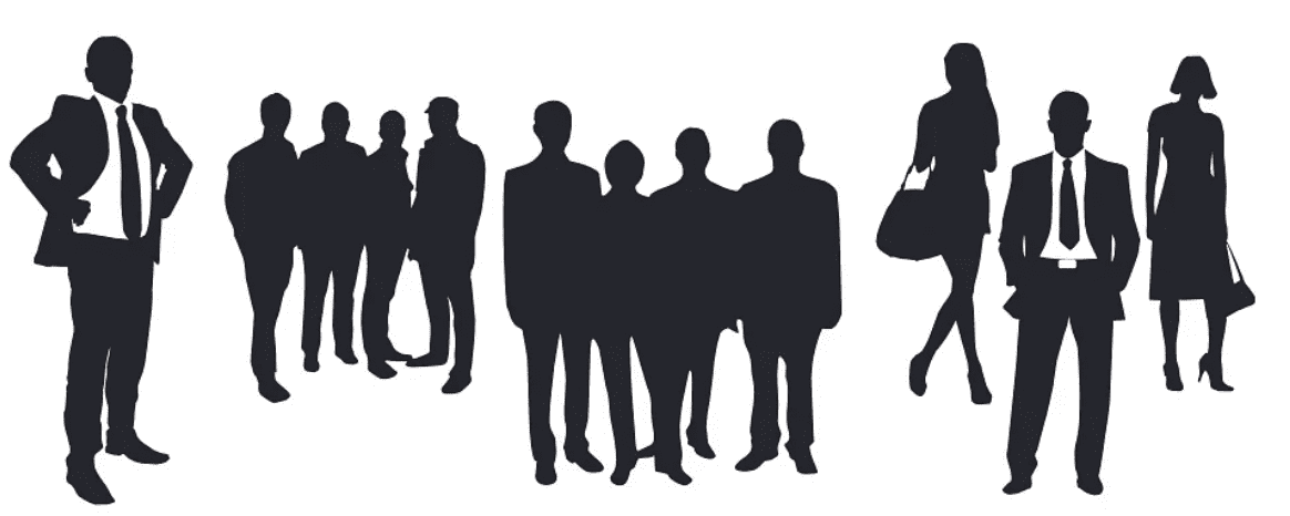 Graphic featuring silhouettes of businesspeople; graphic by DeeMar, via Pixabay.com.