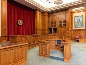 OKC law school courtroom; image by David Veksler, via Un splash.com.