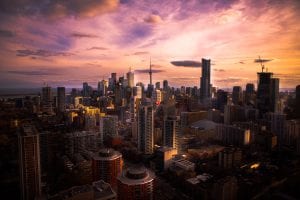 Toronto at sunset; image by Syed Ahmed, via Unsplash.com.