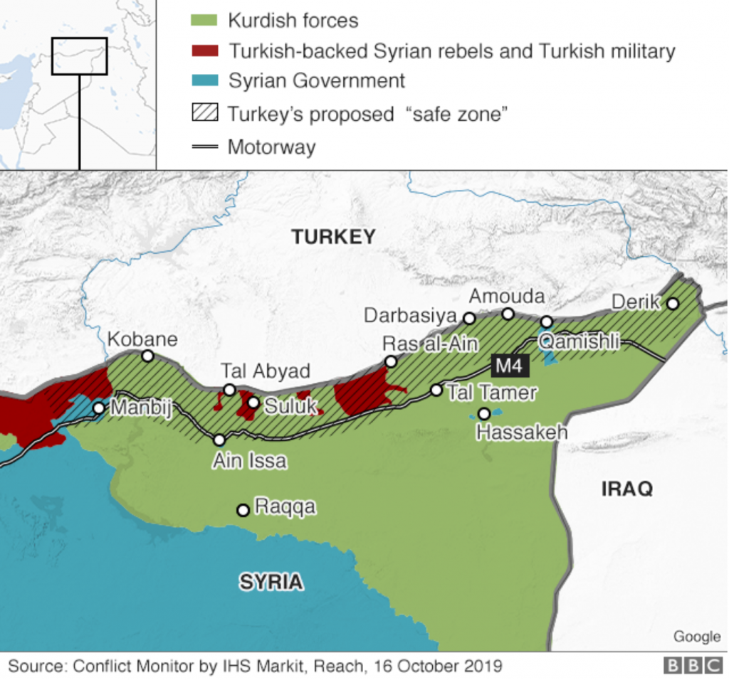 Map 1 – Erdoğan’s proposed safe zone; https://www.bbc.com/news/world-middle-east-50117765.