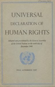 Universal Declaration of Human Rights (1948); image by Thomas Cizauskas, via Flickr, public domain.
