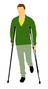 Graphic of man on crutches; image courtesy of author.