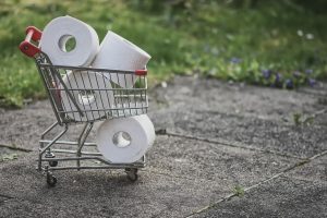 Toilet paper in a shopping cart