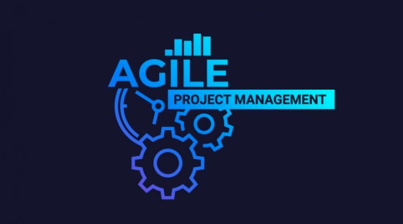 Graphic of gears with "Agile Project Management" text; provided by author.