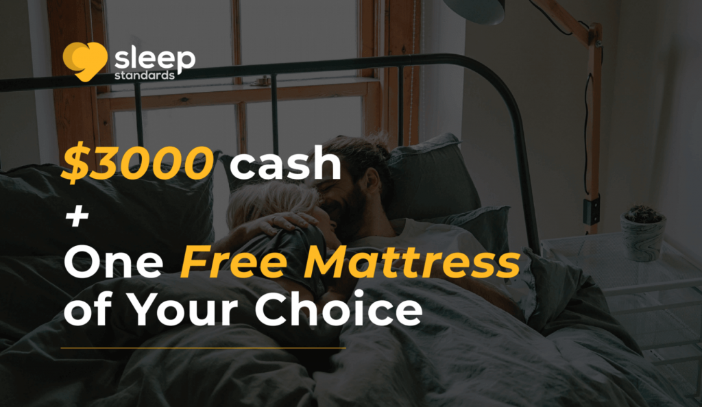 Couple cuddling in bed. Get $3000 and a free mattress of your choice. Image courtesy of author.