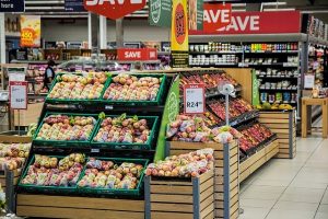 Produce section in the grocery store