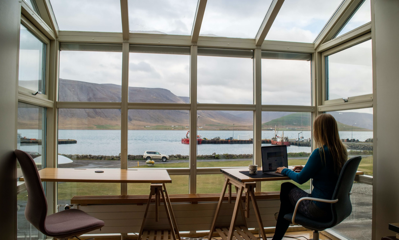 Remote Working in Iceland Self-Portrait; image by Kristin Wilson, via Unsplash.com.