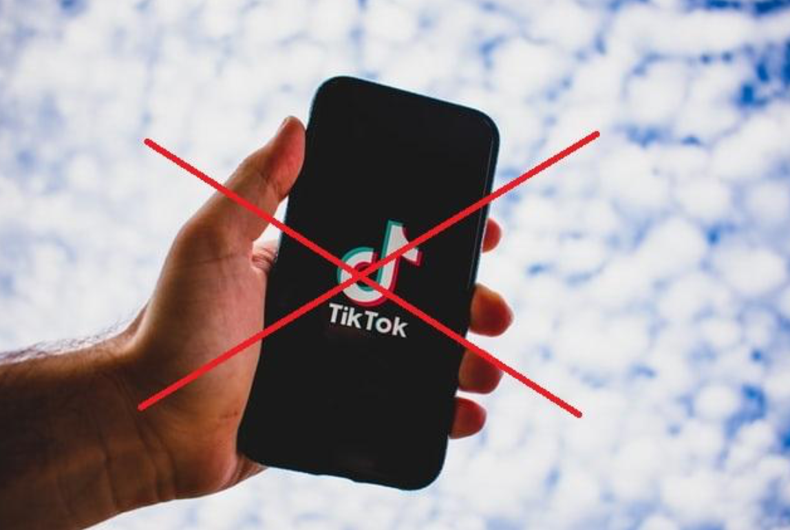 iPhone displaying TikTok app; image by Kon Karampelas, via Unsplash. Red “X” added by author.