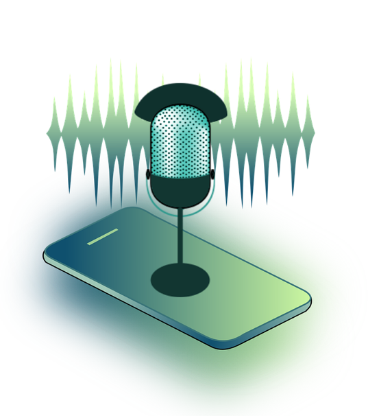 Graphic of microphone sitting atop smartphone; image by PaulaHelit, via Pixabay.com.