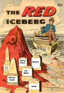 A modern reimagining of anti-Communist propaganda names prominent Democratic politicians as "the red iceberg."