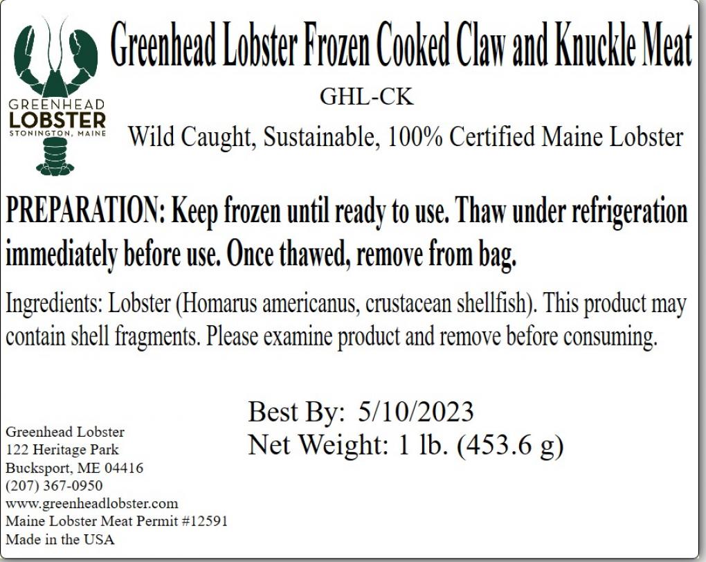 Image of the label of the recalled lobster meat