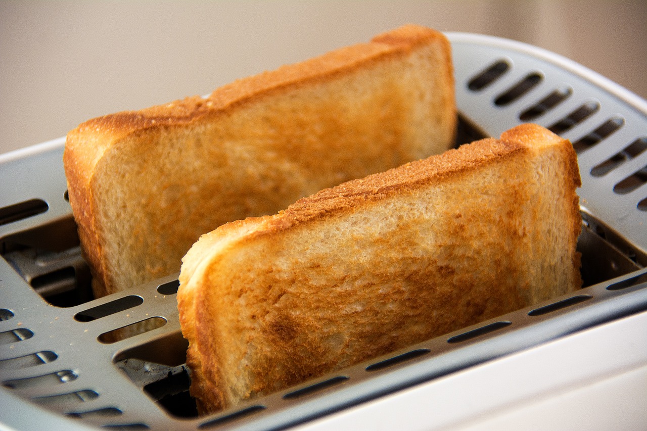 Bread in a toaster