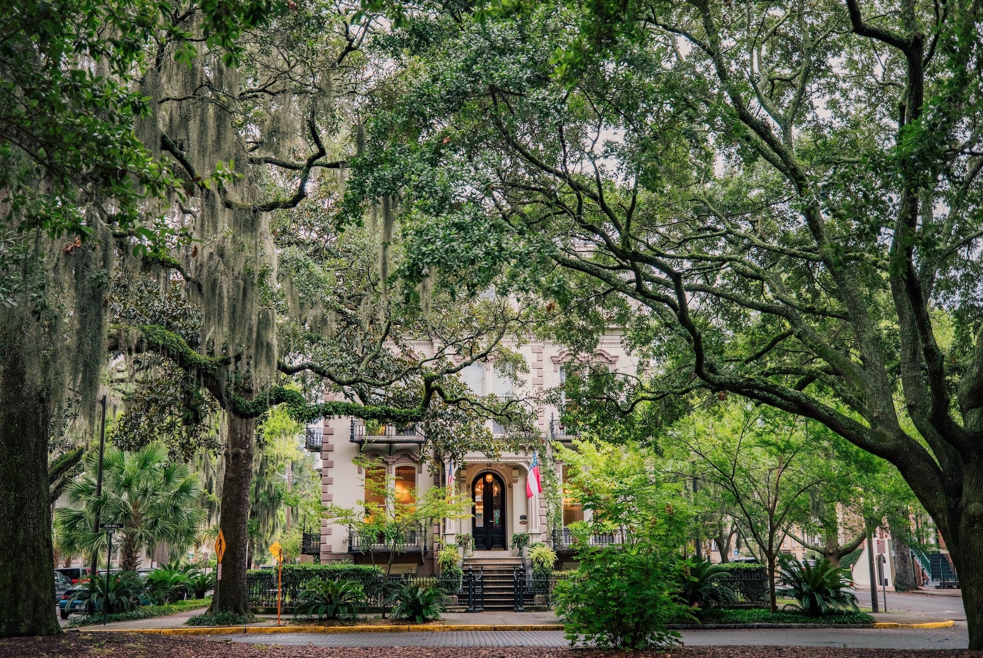 A look down one end of a Square in Savannah, GA; image by Sunira Moses, via Unsplash.com.